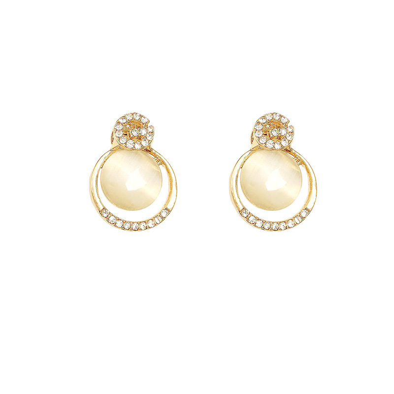 Light luxury and high-end, letter cat's eye stone ear studs, feminine charm, ins style earrings, 2023 new trendy earrings wholesale Item Picture