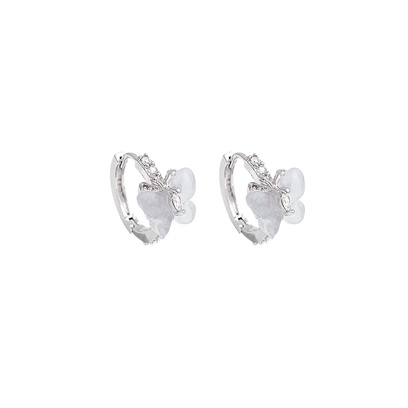 Ethereal, slightly inlaid zircon butterfly cat's eye stone ear loops, earrings, ring earrings, earrings and stud earrings Item Picture