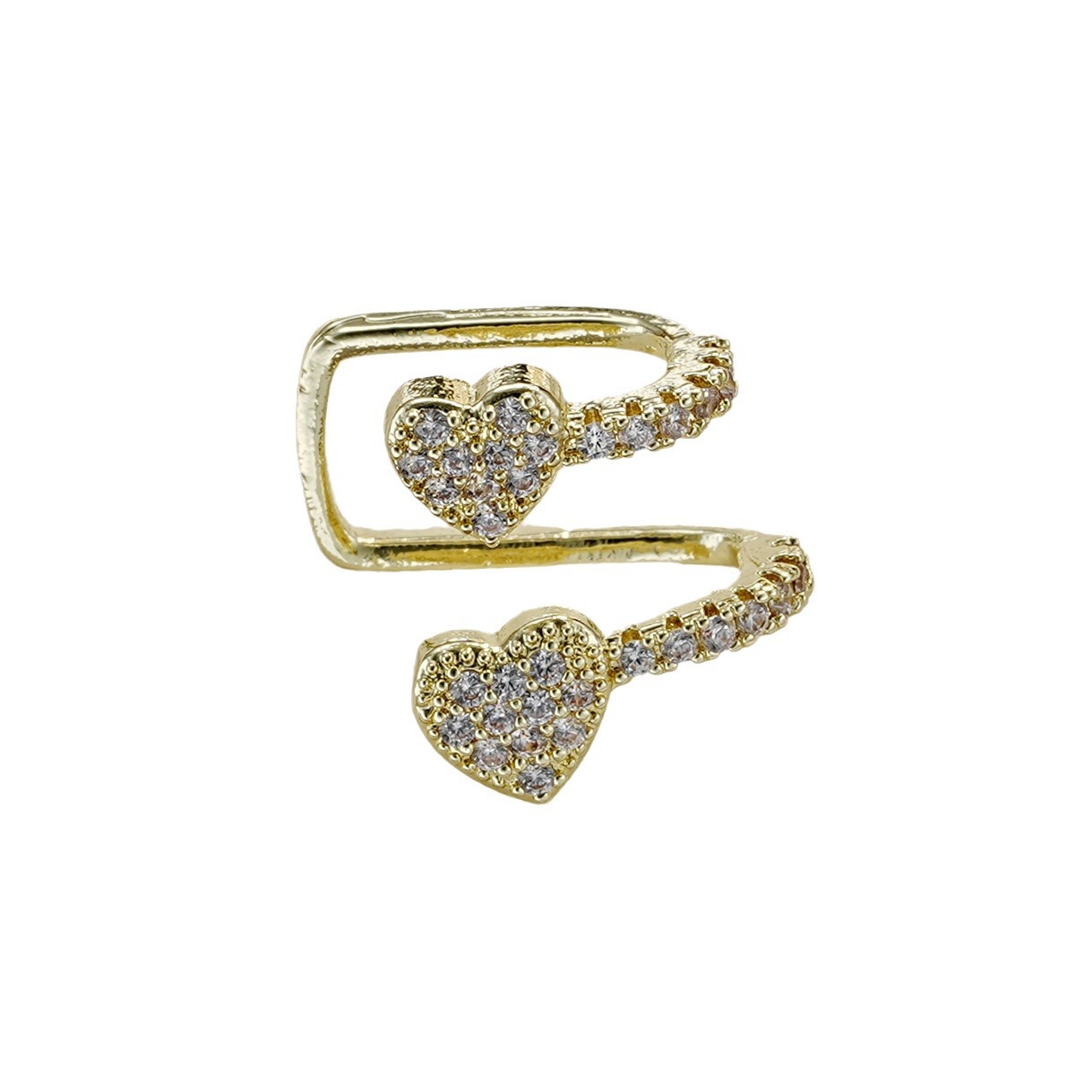Cross-border best-selling diamond-shaped heart ear clips, no ear piercings, women's unique and elegant, simple double-layer star ear bone clips, ins style Item Picture
