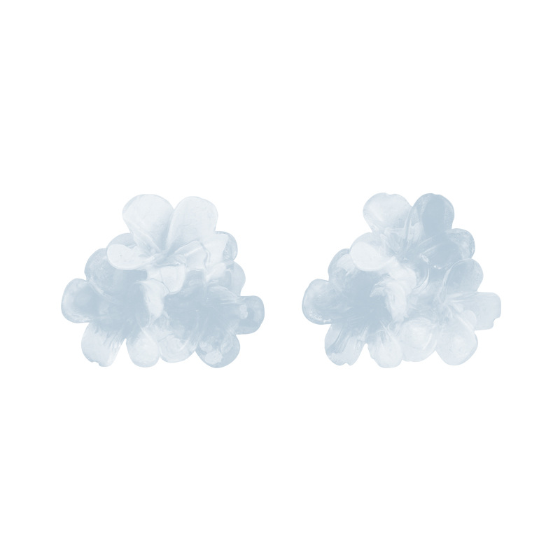 Early spring clear blue flower earrings, women's niche design, high-end earrings, super fairy-like and versatile stud earrings, 2025 new style Item Picture