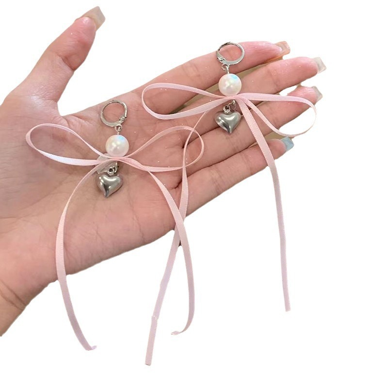 The same design as South Korea's Cho Mi-yeon, featuring high-end Instagram-tied bow earrings, stud earrings, bell pendants and ribbon for women Item Picture