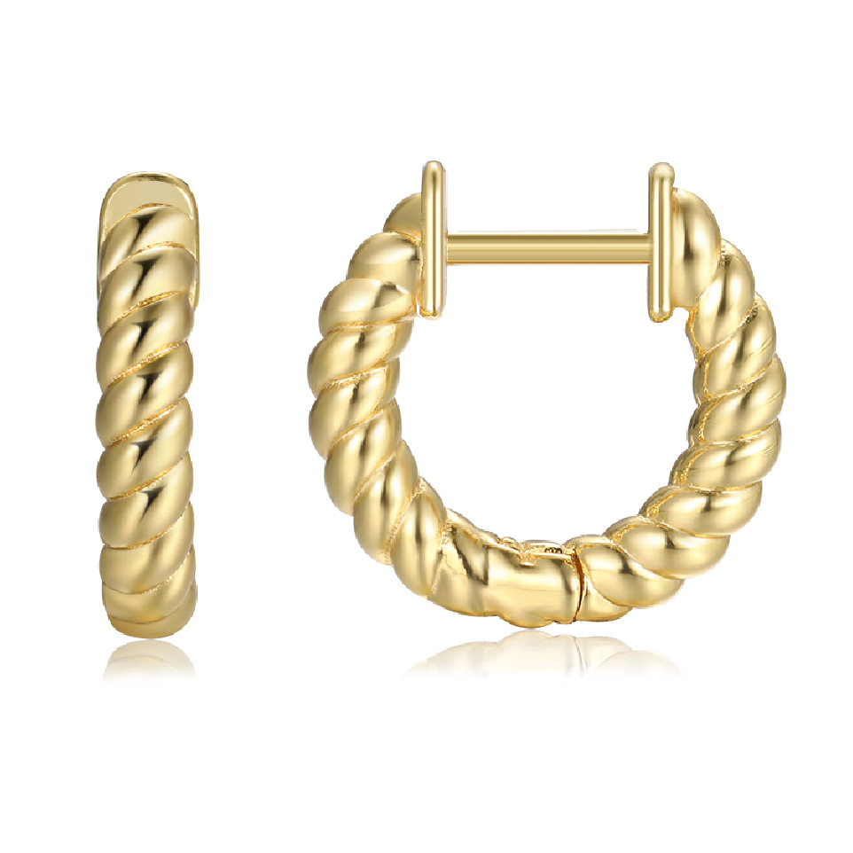 Cross-border best-selling earrings in Europe and America, twisted circle earrings, brass plated 18K, fashionable and high-end, simple ear buckles for women full figure