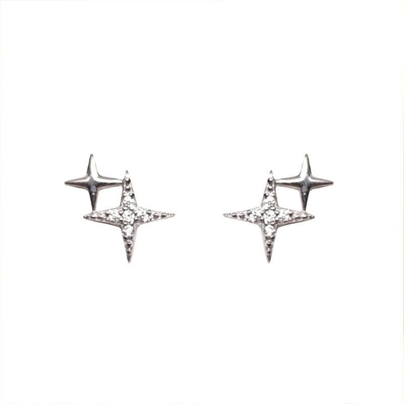Korean Dongdaemun S925 Silver Needle Star Small Ear Stud anti-Allergy fashionable and Elegant earrings Women's ear bone stud Item Picture