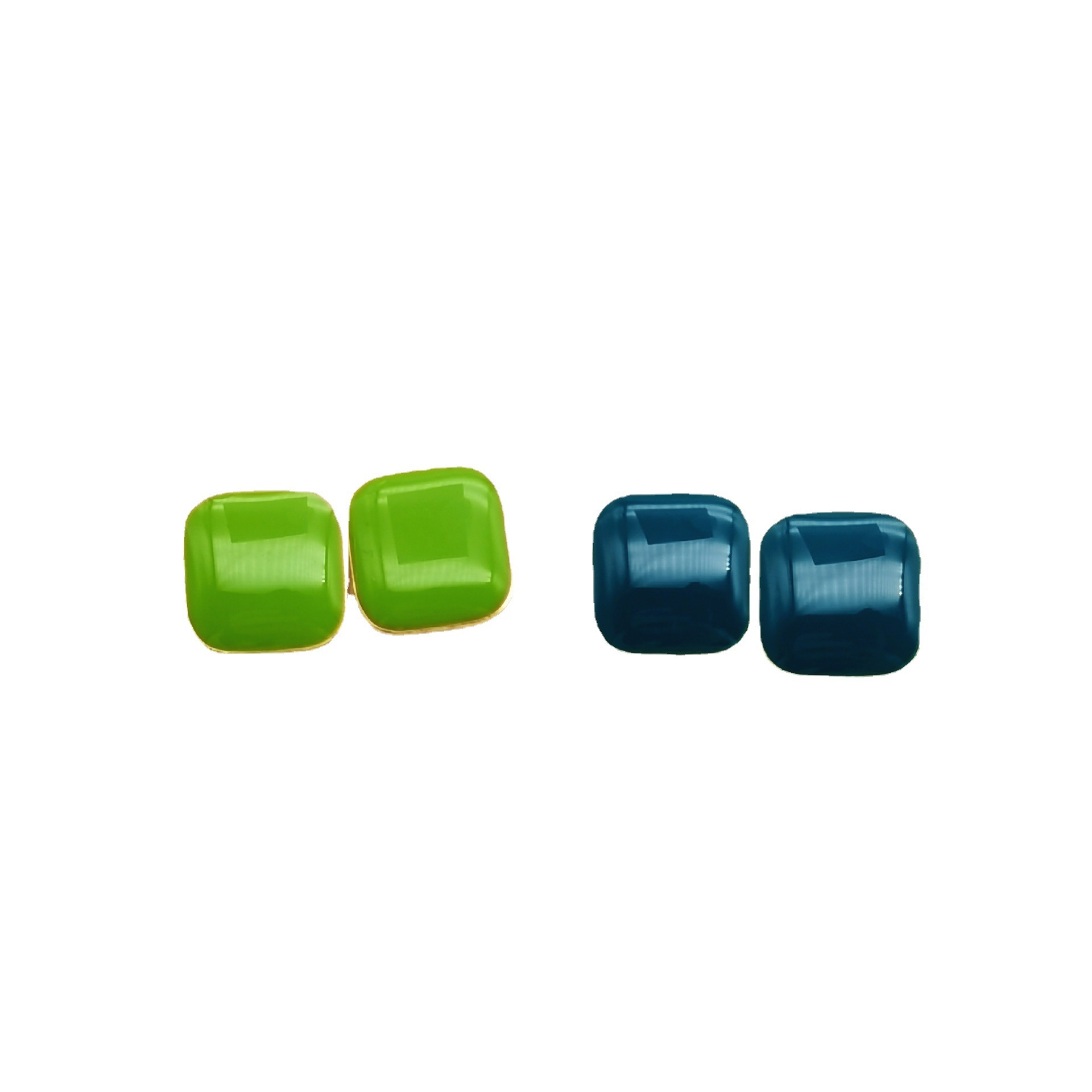 S925 Silver Needle Morandi color oil-dripping stud earrings, women's unique design sense geometric earrings, gentle and elegant French stud earrings Item Picture