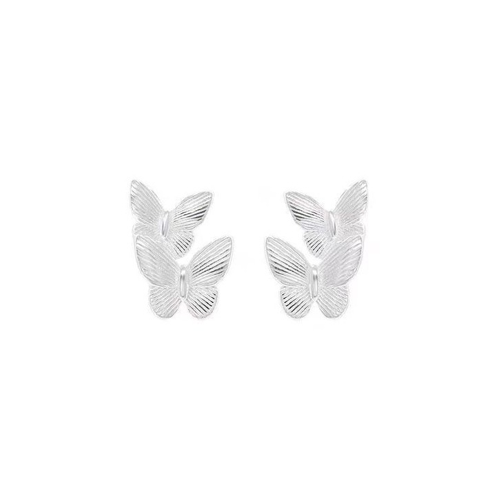 925 Silver Needle Double butterfly Stud earrings for women, niche, light luxury and sweet earrings, unique, fashionable, elegant and versatile, trendy earrings Item Picture