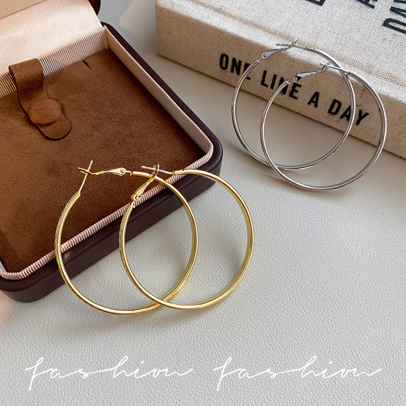 High-end, elegant, minimalist metal earrings ring, retro exaggerated earrings, European and American simple and cold style earrings ring details Picture