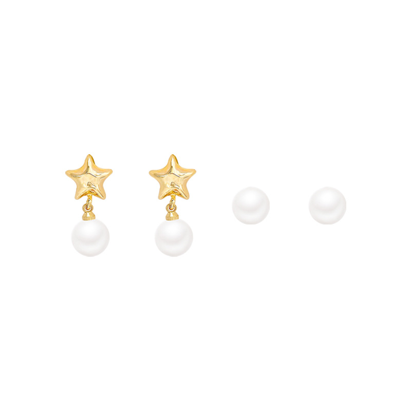 Two-piece pearl star stud earrings, a new bestseller in 2025, with a niche design and a high-end, unique earring for women Item Picture