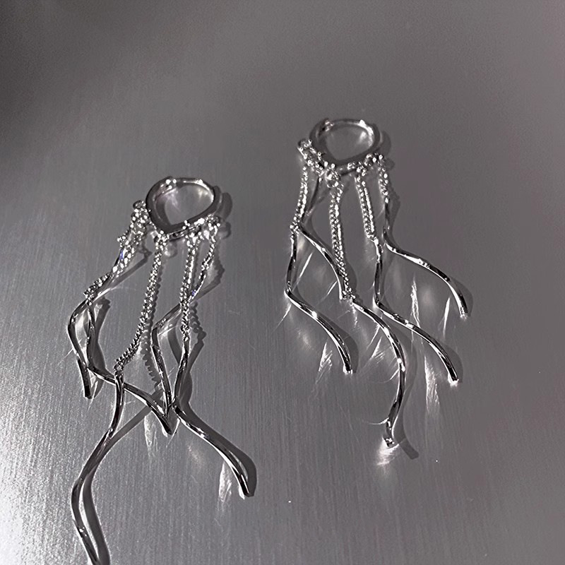 Long tassel earrings with a refined and elegant style, niche design, high-end and light luxury, exquisite stud earrings, and socialite earrings details Picture