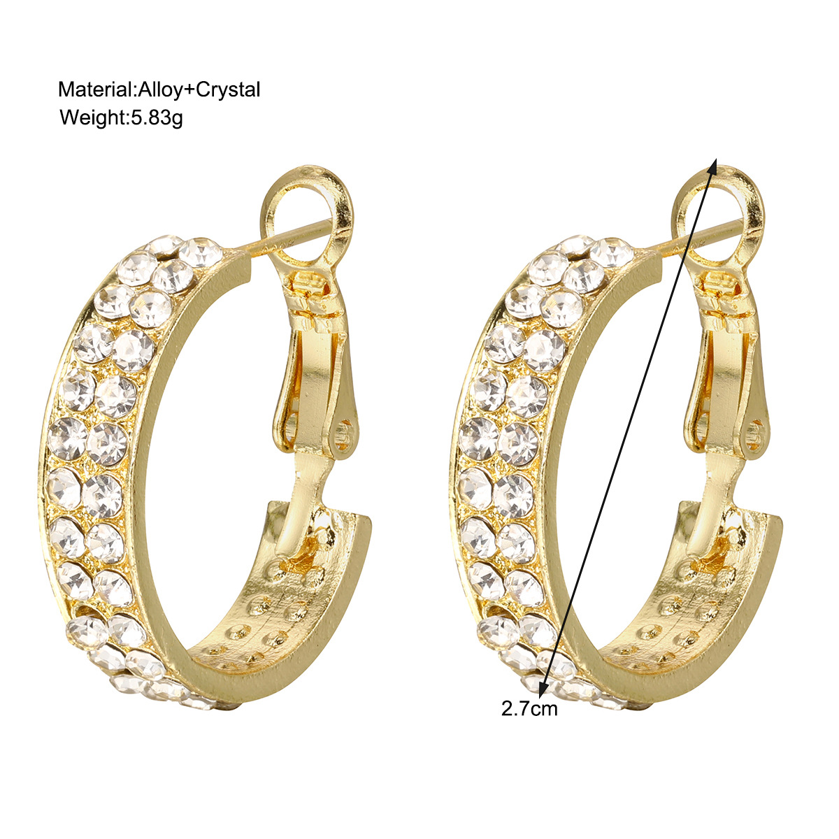 Cross-border bestsellers, niche design sense, super dazzling ring earrings, high-end light luxury stud earrings, and elegant diamond-encrusted ear rings details Picture