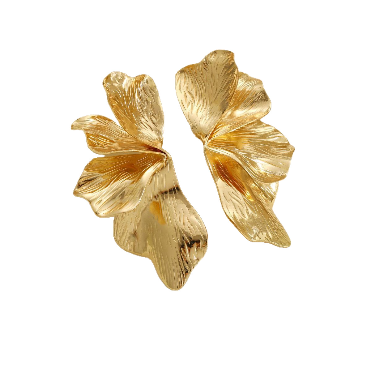 Cross-border best-selling exaggerated liquid women's earrings in Europe and America, three-dimensional petal texture flower light luxury and high-end feel earrings Item Picture