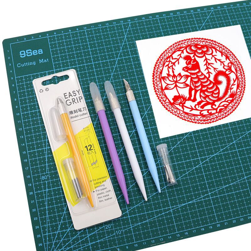 Rubber stamp, paper-cutting engraving knife, carving knife, film application knife, art knife, DIY fruit engraving, colored engraving pen set full figure