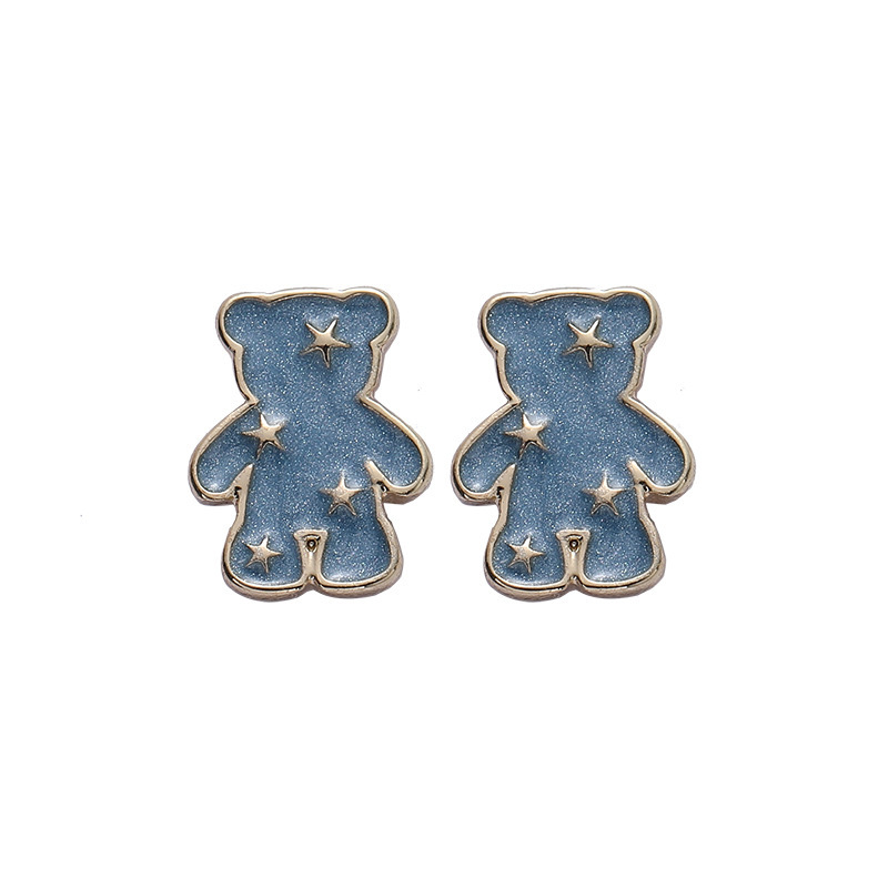 S925 Silver needle Japanese and Korean simple and elegant cartoon bear stud earrings, a new cute and trendy women's earring accessory Item Picture