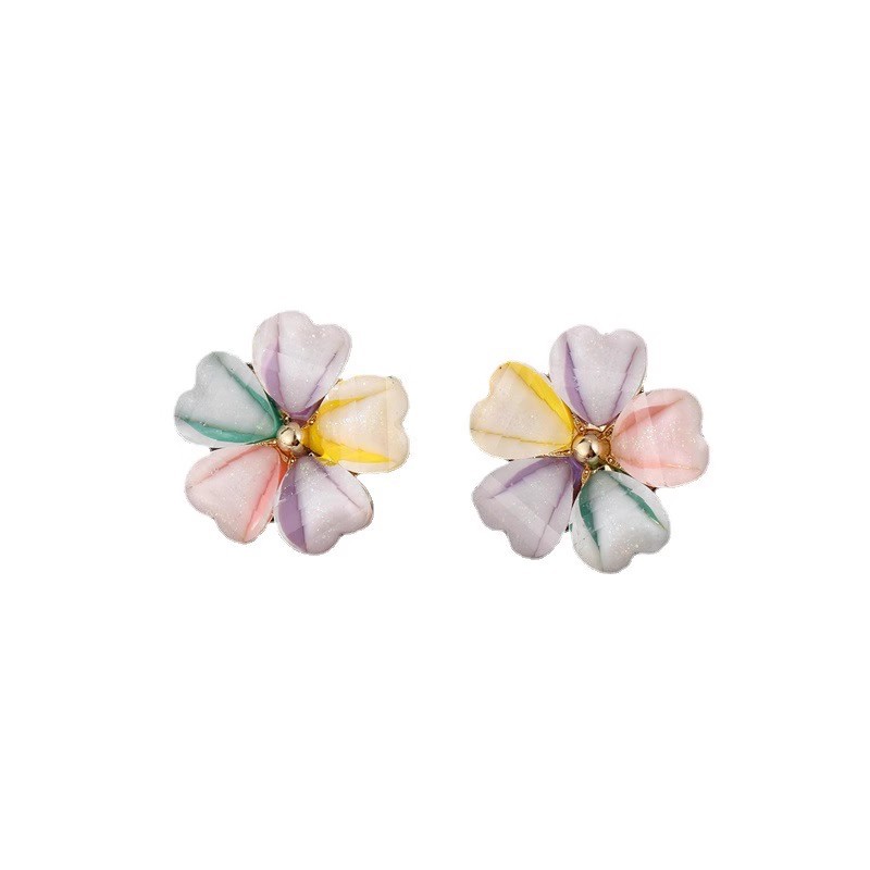 Dopamine colorful flower stud earrings are small and exquisite, with a forest-style temperament. They are a niche sweet ear accessory suitable for spring Item Picture