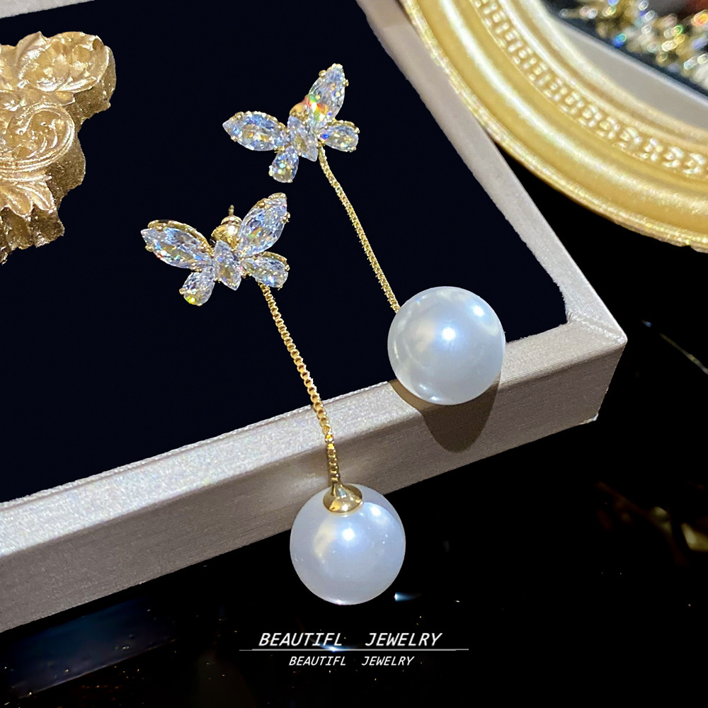 S925 Silver needle exquisite and individual tassel earrings, a light luxury and high-end feel, full diamond earrings, fashionable, niche and versatile earrings for women Specification drawing