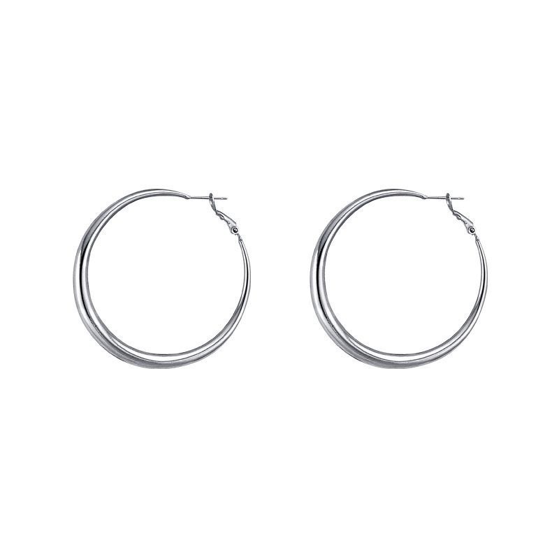 Silver pigment ring s925 silver needle ear ring, minimalist round face earrings with a cold and aloof style for women, a light luxury and high-end ring ear accessory Item Picture