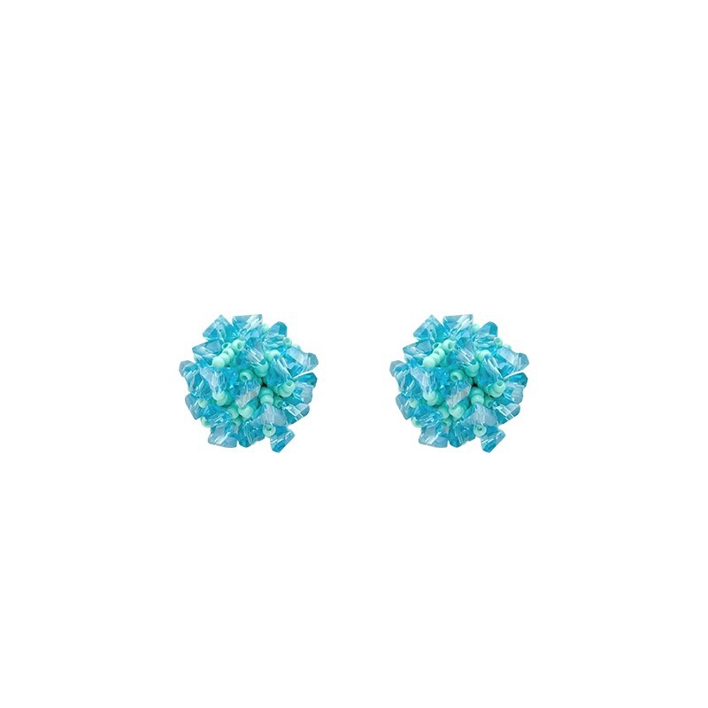 Cool in spring and summer ~ Blue beaded hydrangea stud earrings for women, 2025 new high-end style earrings, vacation whitening earrings Item Picture