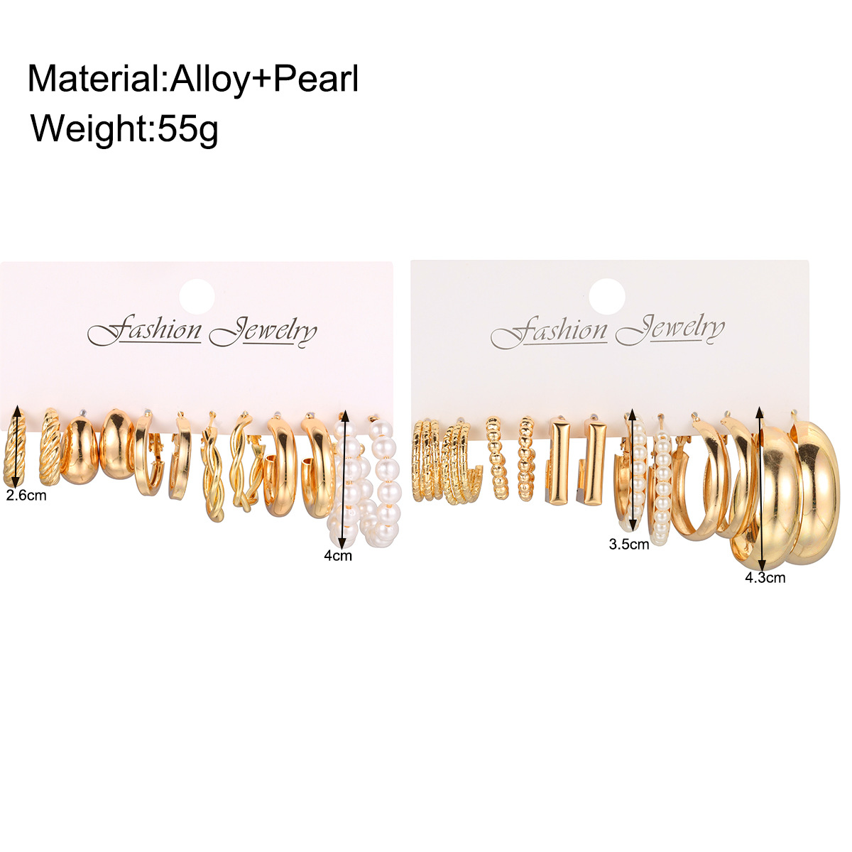 New European and American square geometric pearl earring set in ins style earrings set details Picture