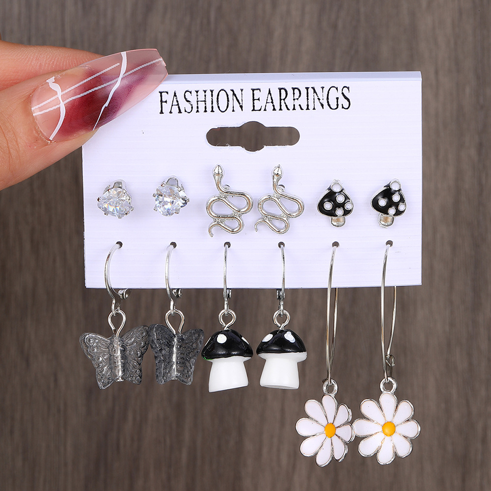 Wholesale of new mushroom earrings, creative flower earrings, mini snake-shaped stud earrings and flower earrings for foreign trade details Picture