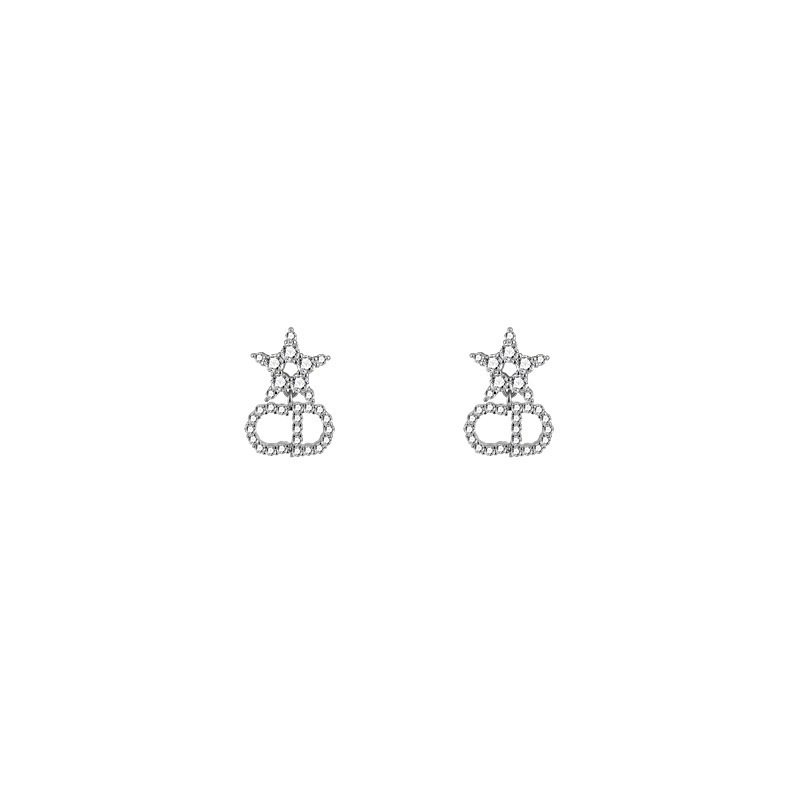 S925 Silver Needle Star Letter Stud Earrings are fashionable and elegant commuter earrings for women, featuring a light luxury, niche and high-end feel Item Picture
