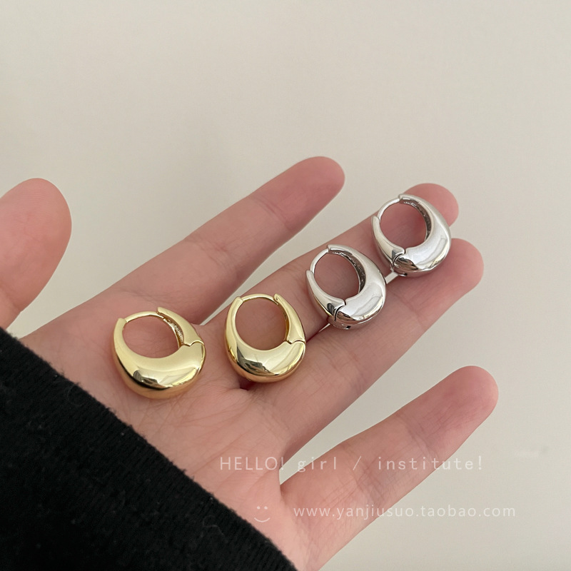 Cold and simple hoop earrings, a niche design for women's autumn and winter, with a fashionable and elegant style. The stud earrings exude a light luxury and a sense of sophistication as a commuting accessory Application Scenario