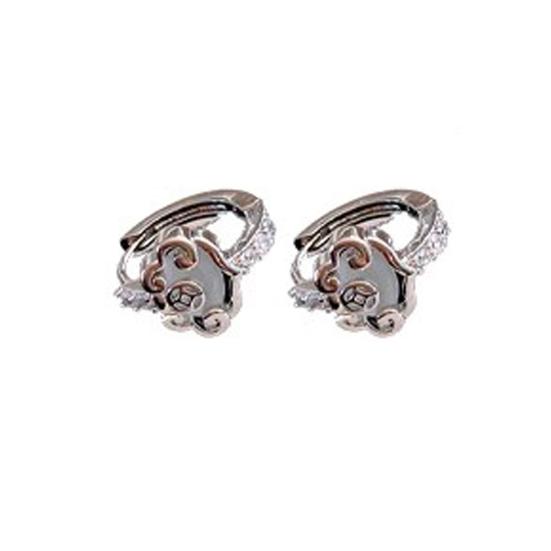 Cat's eye stone ruyi peace lock ear buckle, with a light luxury and high-end feel, exquisite and elegant traditional Chinese style earrings, the same trendy style for women on Xiaohongshu Item Picture