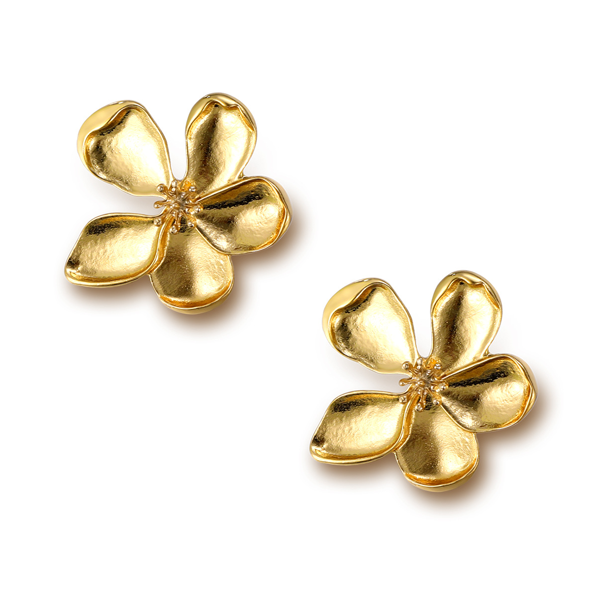 Exaggerated metallic texture, light luxury, three-dimensional flower earrings, French retro and high-end earrings that are selling well across borders from Europe and America Item Picture