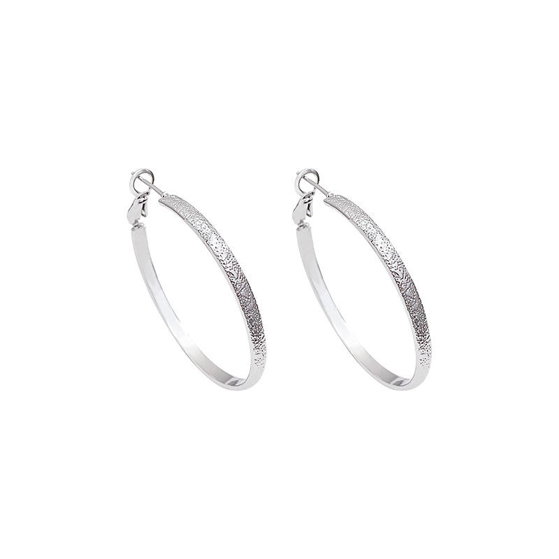 New Hong Kong-style large circle earrings, S925 silver needle, stylish Korean versatile ear rings and earrings, round earrings Item Picture