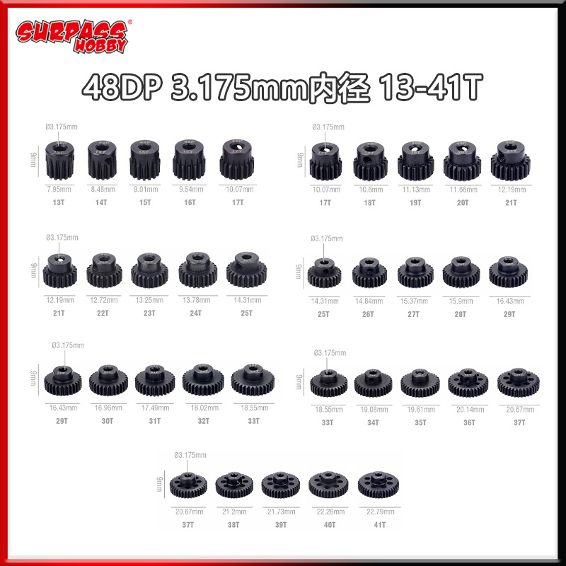 SURPASS HOBBY original 48DP13T-30T black steel metal gear RC remote control car motor gear parts full figure
