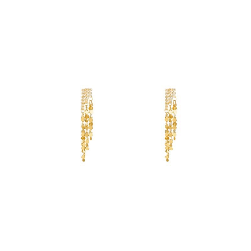 Golden long tassel earrings for girls, 2025 new style, light luxury and high-end feel, elegant and grand, small earrings that show off the face Item Picture