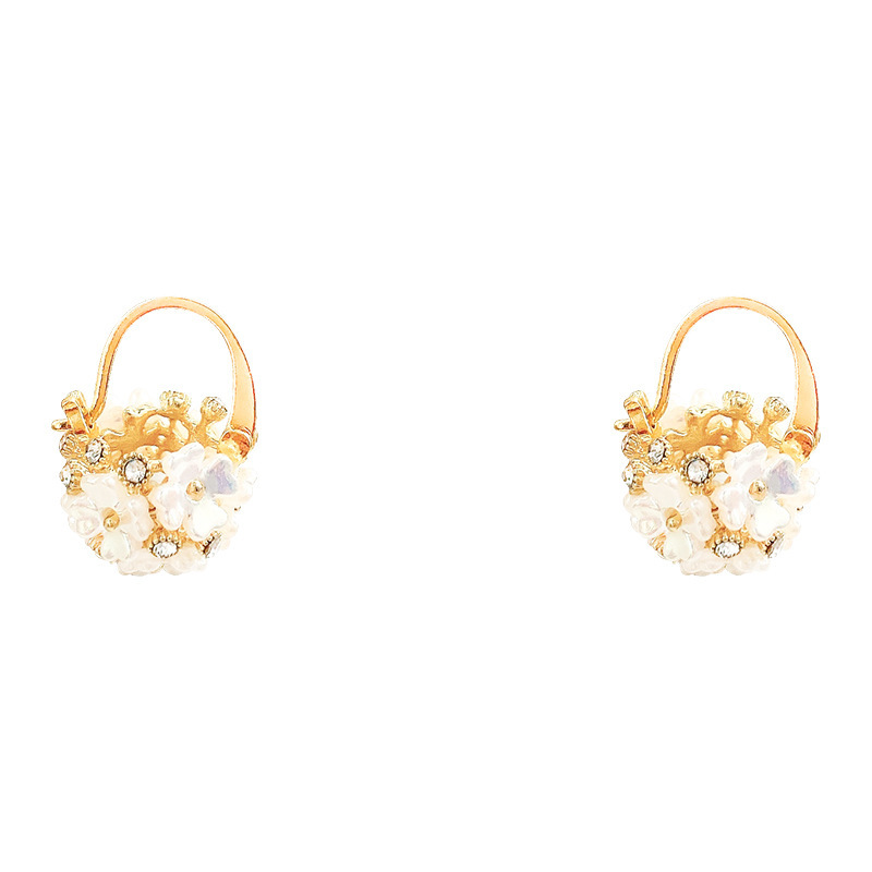 Super ethereal and sweet flower ball ear buckles, high-end design sense, niche and elegant earrings, female Internet celebrity light luxury and individual earrings wholesale Item Picture