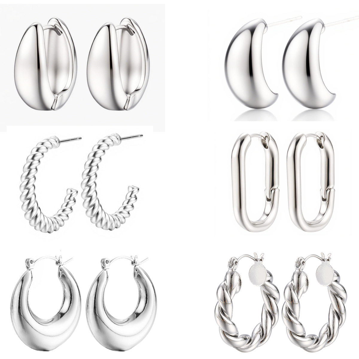 This is a popular cross-border bestseller from Europe and America. It features a simple and individual twist ear ring, a creative retro letter C-shaped metal chain earring for women Item Picture