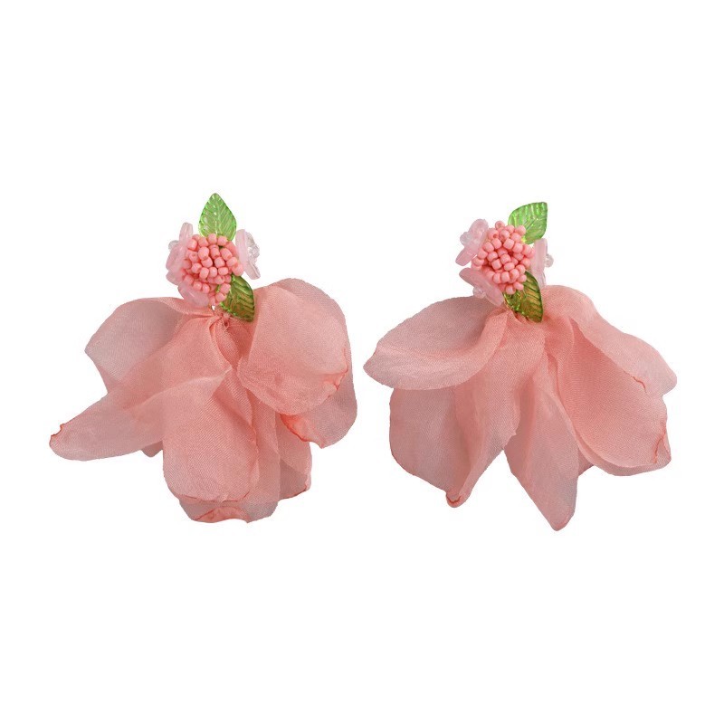 Korean-style white flower pearl earrings for women, a light luxury and high-end look, elegant earrings that make the face look fair and blue stud earrings Item Picture