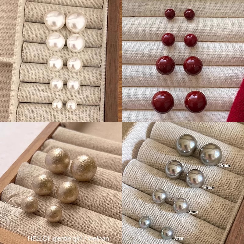French retro set pearl stud earrings, feminine charm, versatile and high-end ear-piercing earrings, S925 silver needle earrings, trendy Application Scenario
