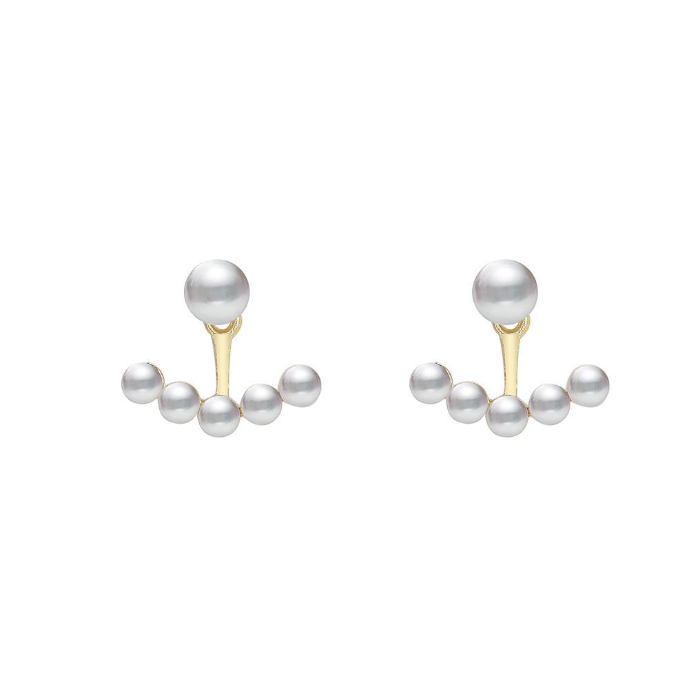 Creative and elegant back-hanging imitation pearl earrings, women's Instagram niche design, French retro pearl stud wholesale Item Picture