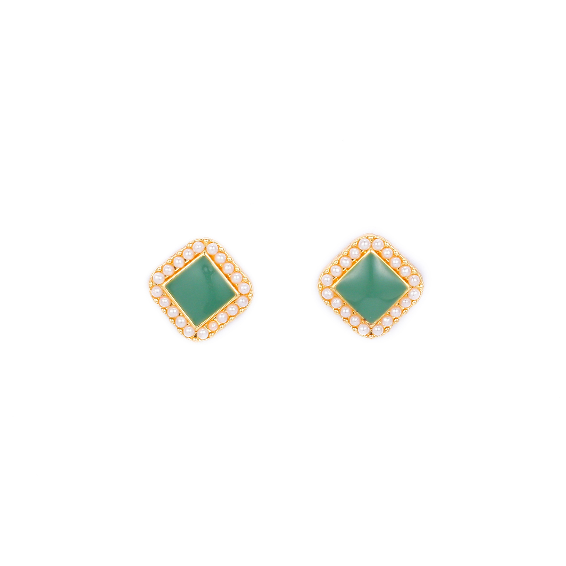 S925 Silver Needle Oil Drip French classic elegant and exquisite rainbow ear clips, small and versatile black square pearl ear studs Item Picture