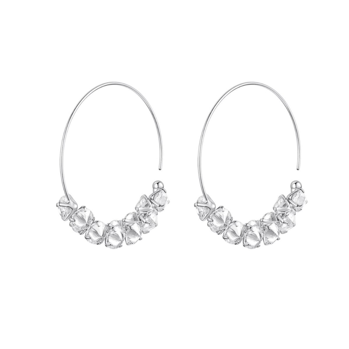 Silver sparkling diamond ring earrings, delicate and face-enhancing small stud earrings, 2025 new style, unique and high-end texture stud earrings Item Picture