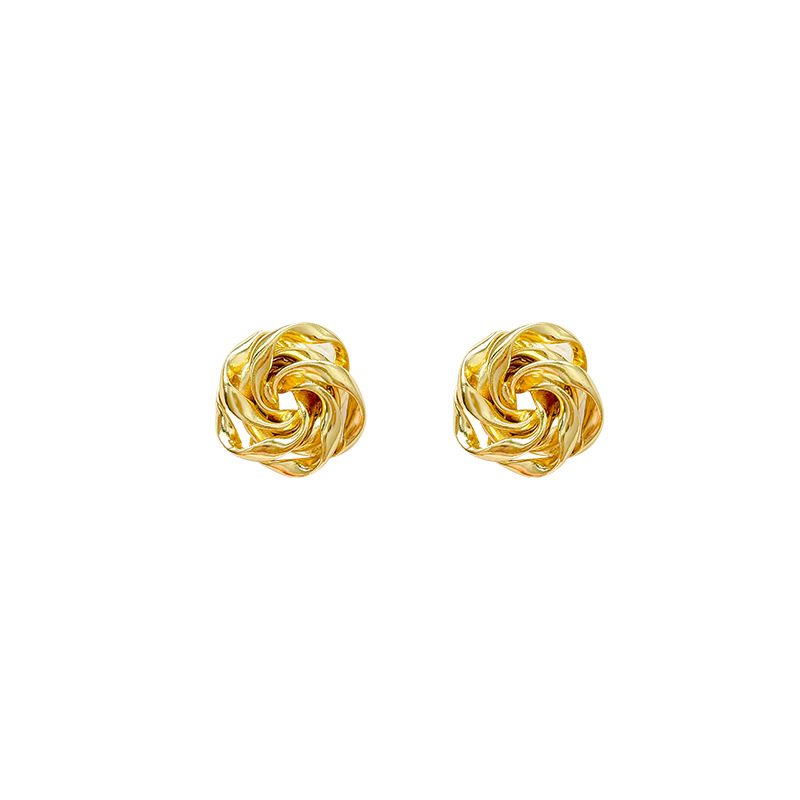 Golden hollowed-out rose flower ear studs, a light luxury and high-end grand earring, a unique and best-selling accessory for women in 2025 Item Picture