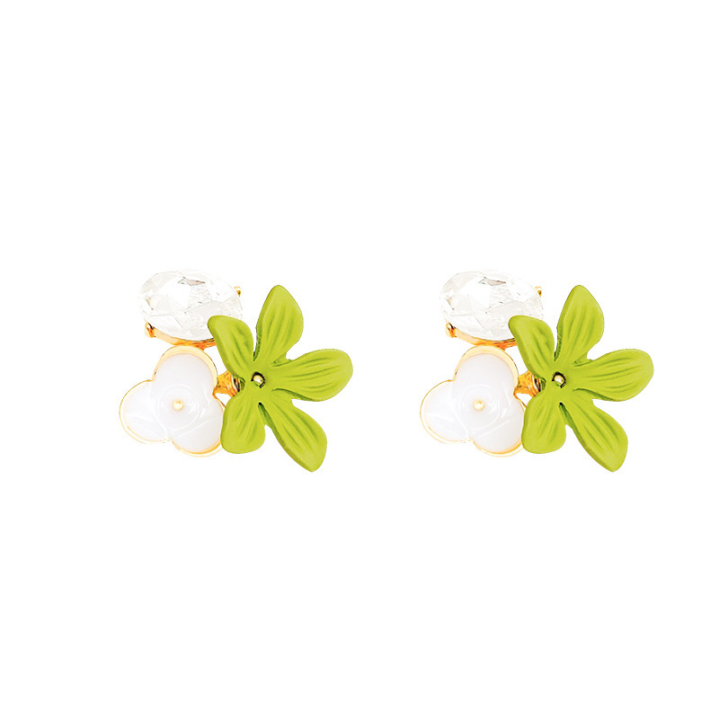 Exquisite forest-themed zircon flower stud earrings for women, unique and niche, summer high-end, cold earrings, fresh and elegant earrings Item Picture