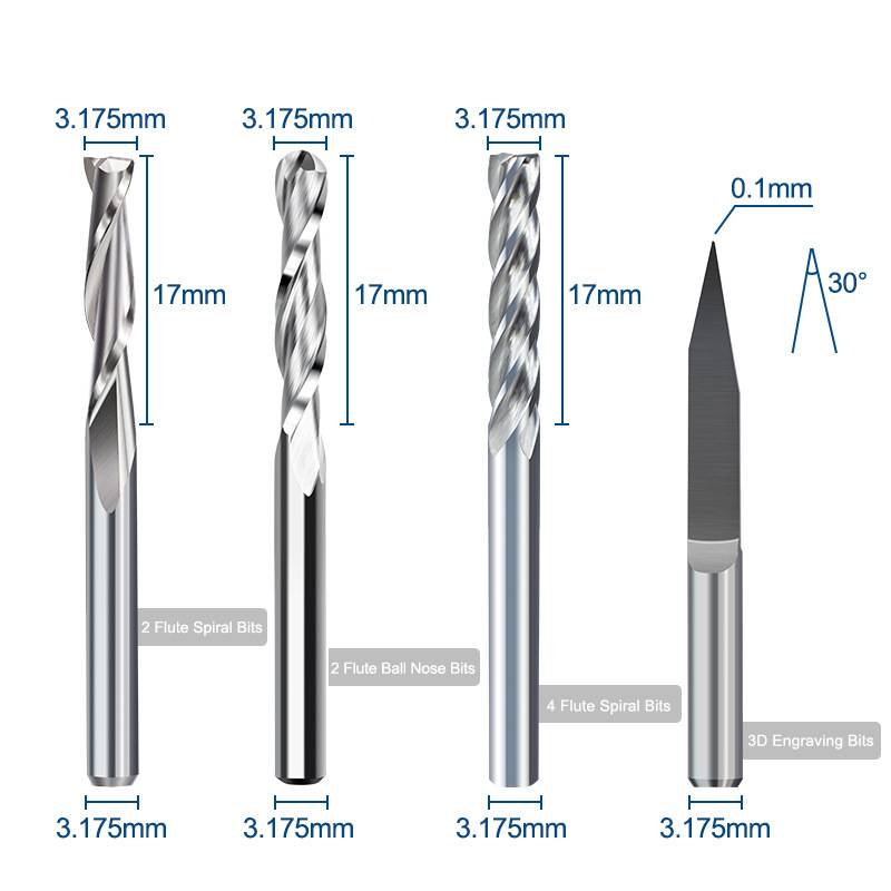 Wholesale of 10-piece sets of new hybrid milling cutters, engraving drill heads, ball-end mills, 3-slot flat milling cutters and drill bits details Picture