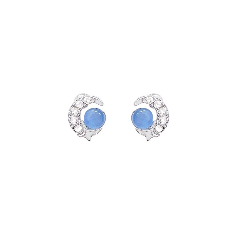 Starry Sky Series Mini Blue Zircon stud earrings for women, a niche, high-end, versatile and simple commuter aquamarine earrings for women Item Picture