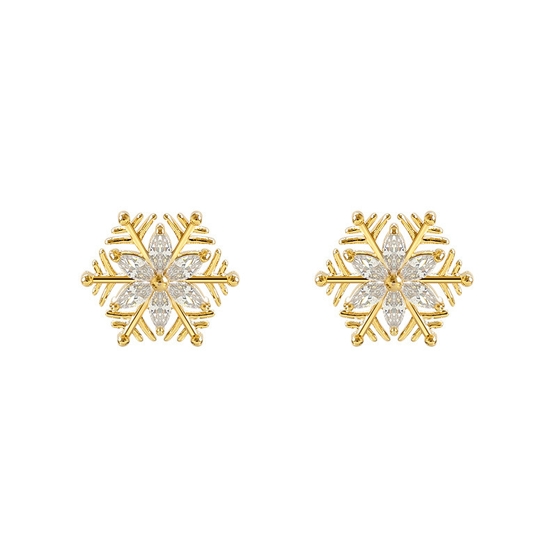 S925 Silver Needle Korean Romantic Zircon snowflake Earrings, popular Douyin crystal snowflake earrings for women Item Picture