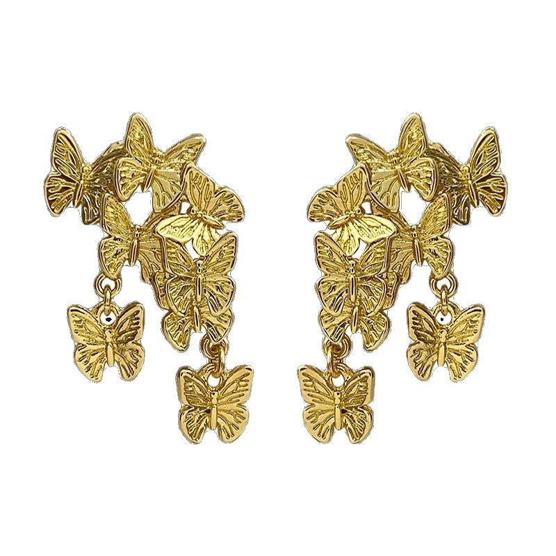Group disc Dance golden earrings for women, retro, light luxury, high-end, niche design stud earrings, exquisite and dynamic vintage earrings Item Picture
