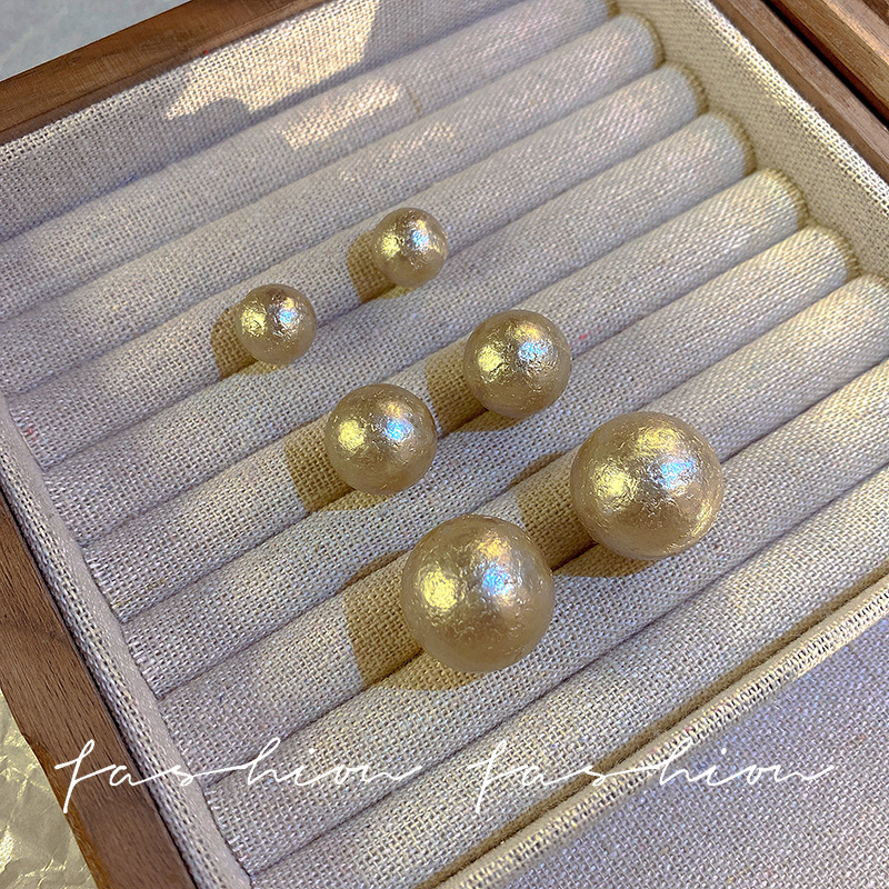 S925 Silver needle large pearl stud earrings for women, retro French style cotton earrings, the same as the popular Hepburn style earrings Specification drawing