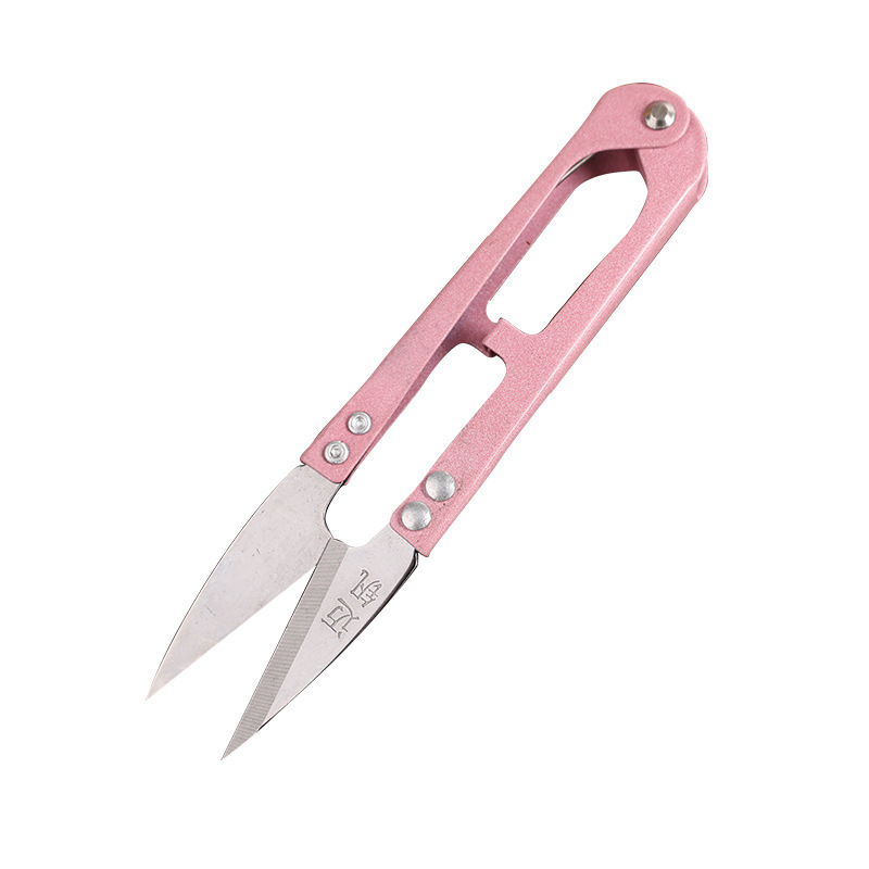 Maifan powerful U-shaped spring scissors for yarn cutting, small scissors, household sewing, tailoring, small scissors, thread cutting and fishing line scissors Item Picture
