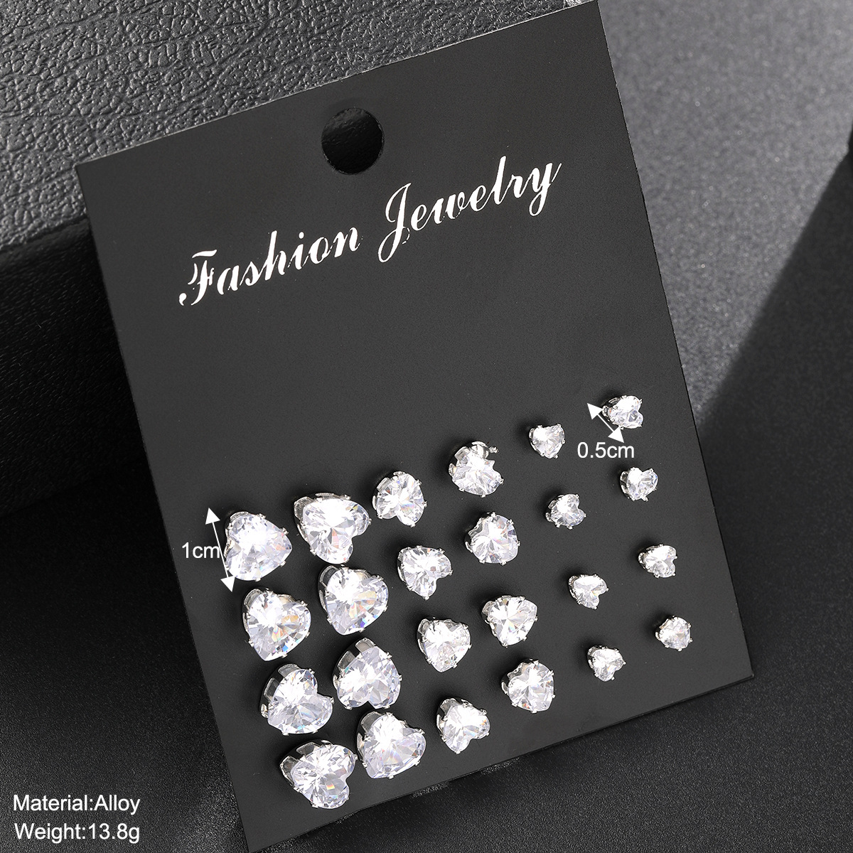 A 12-piece set of new cross-border heart-shaped zircon stud earrings from Europe and America, featuring a fashionable, simple, creative and exquisite design details Picture