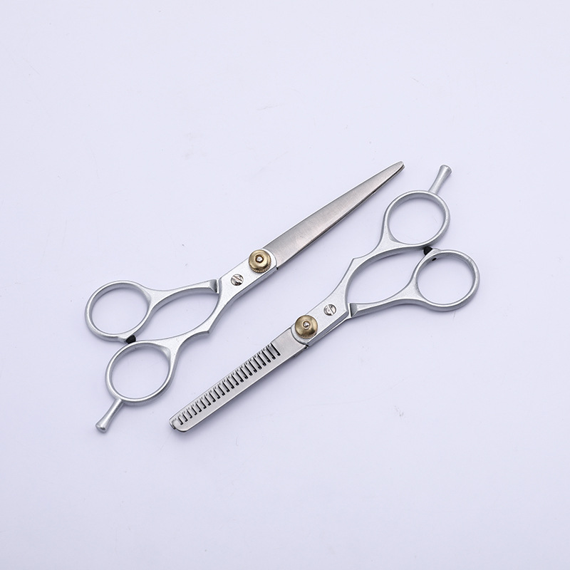Silver small screw split scissors, flat scissors, bangs scissors, thin scissors, family hairdressing scissors, hair care tool set Specification drawing
