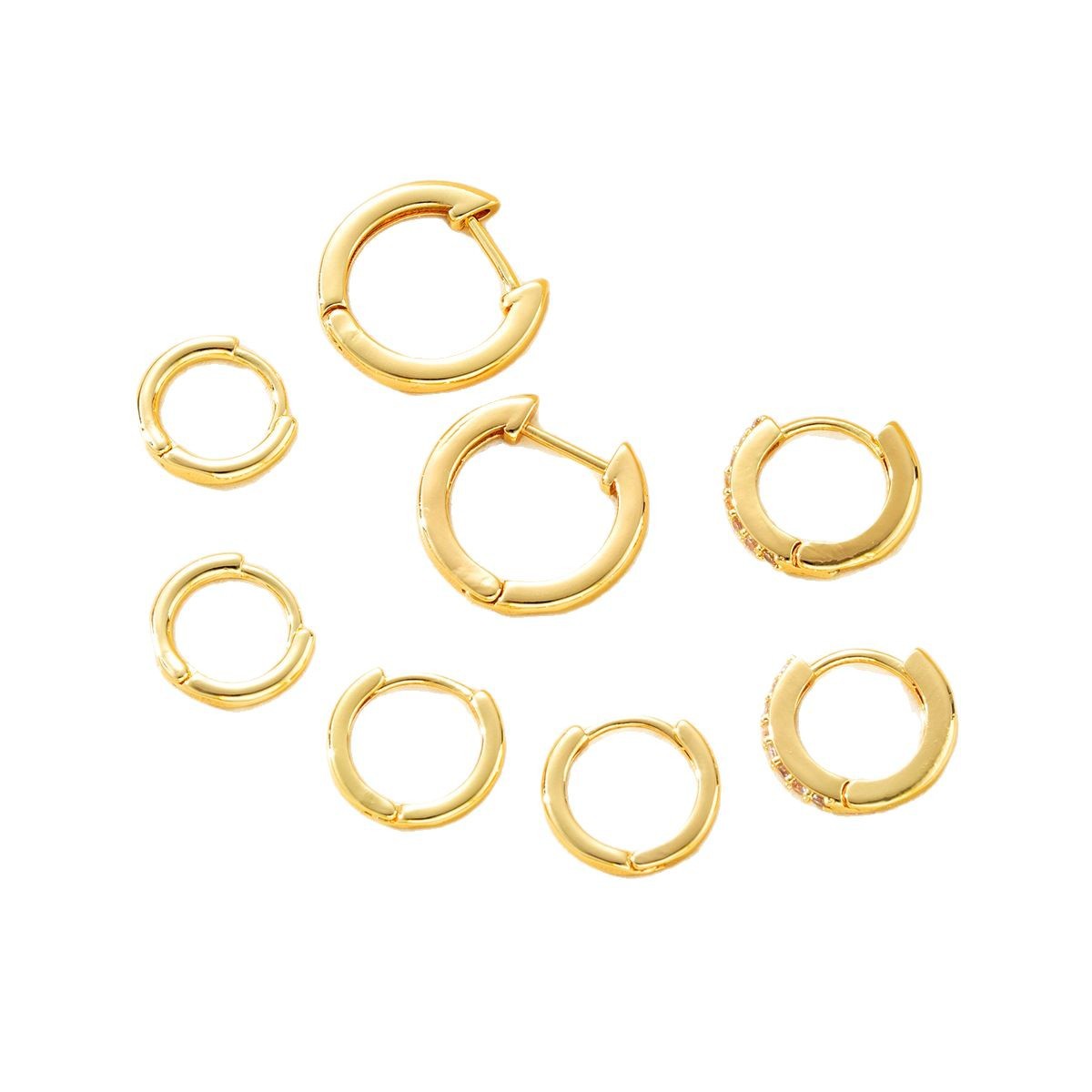 A 4-piece set of cross-border European and American jewelry, fashionable and creative diamond-encrusted copper earrings, with a unique, light luxury and high-end feel. Ear bone clip set Item Picture