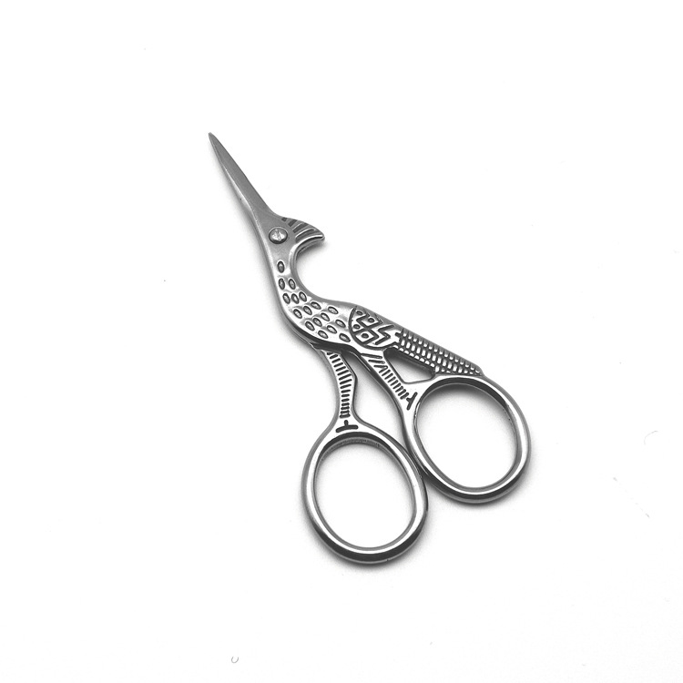 Stainless steel gold-plated crane type yarn scissors, tea ceremony tea bag scissors, cross-stitch hand-cut sewing head scissors Specification drawing