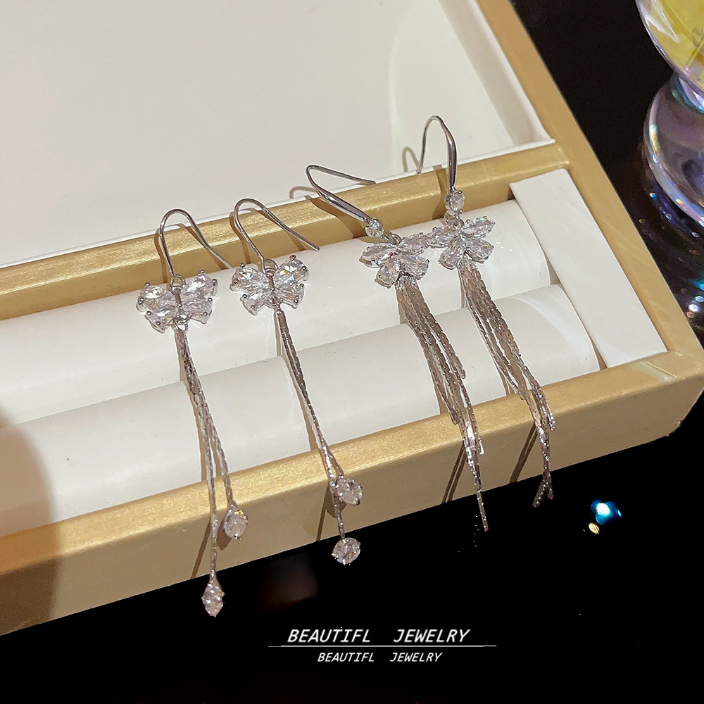 Fairy Super Flash Zircon tassel earrings, a light luxury and high-end sweet bestseller, ear hooks, elegant and niche ear studs, earrings for women Application Scenario