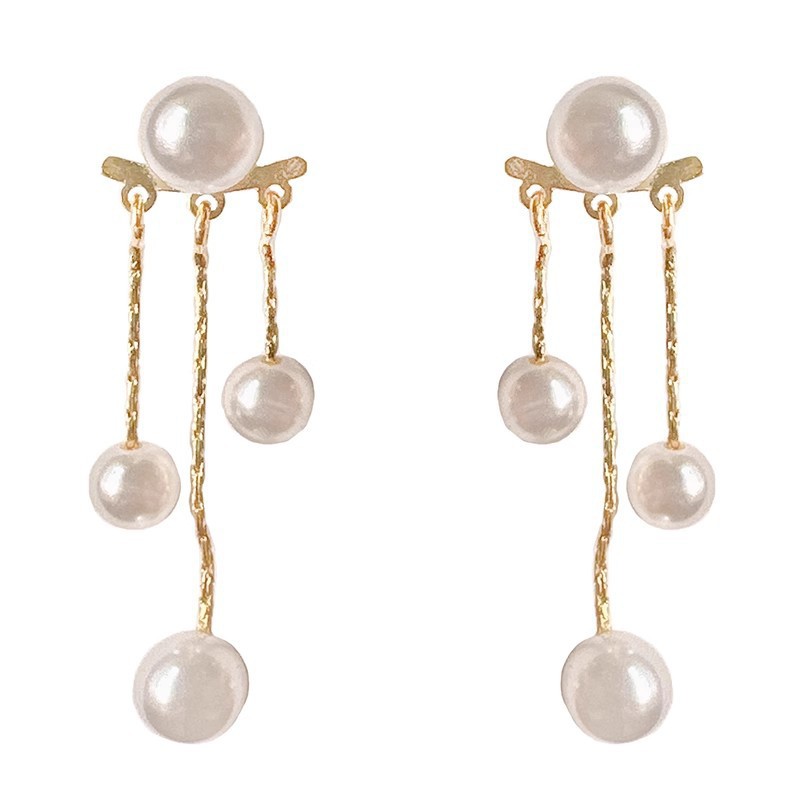Tassel pearl earrings for women, French light luxury style, niche design, high-end feel, new 2025 best-selling stud earrings Item Picture